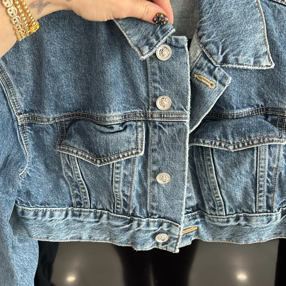 SLVRLAKE size medium cropped denim jacket - Picture 3 of 5